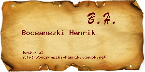 Bocsanszki Henrik névjegykártya